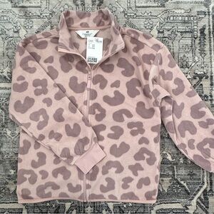 H&M Girls Pink Leopard Print Fleece Jacket